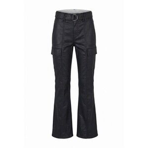 White House Black Market Coated Cargo Bootcut Jeans NWT Size 6 Black